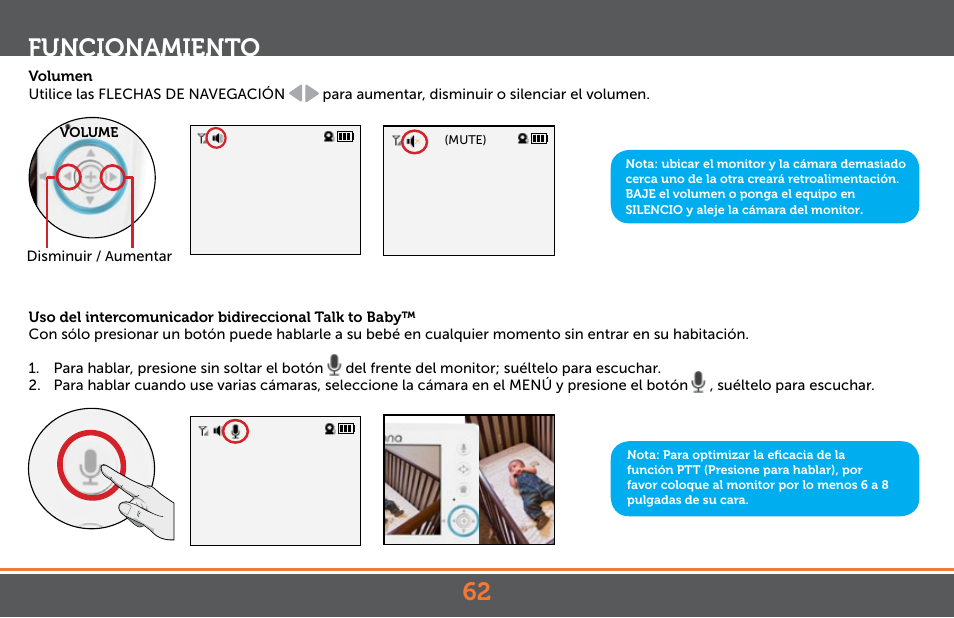 Funcionamiento | Levana Astra PTZ User Manual | Page 62 / 69