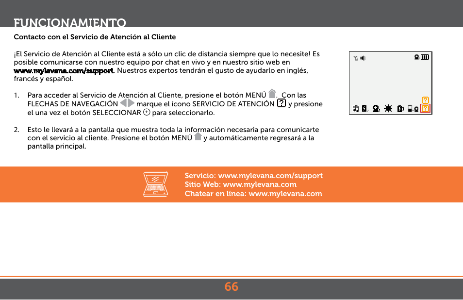 Funcionamiento | Levana Astra PTZ User Manual | Page 66 / 69