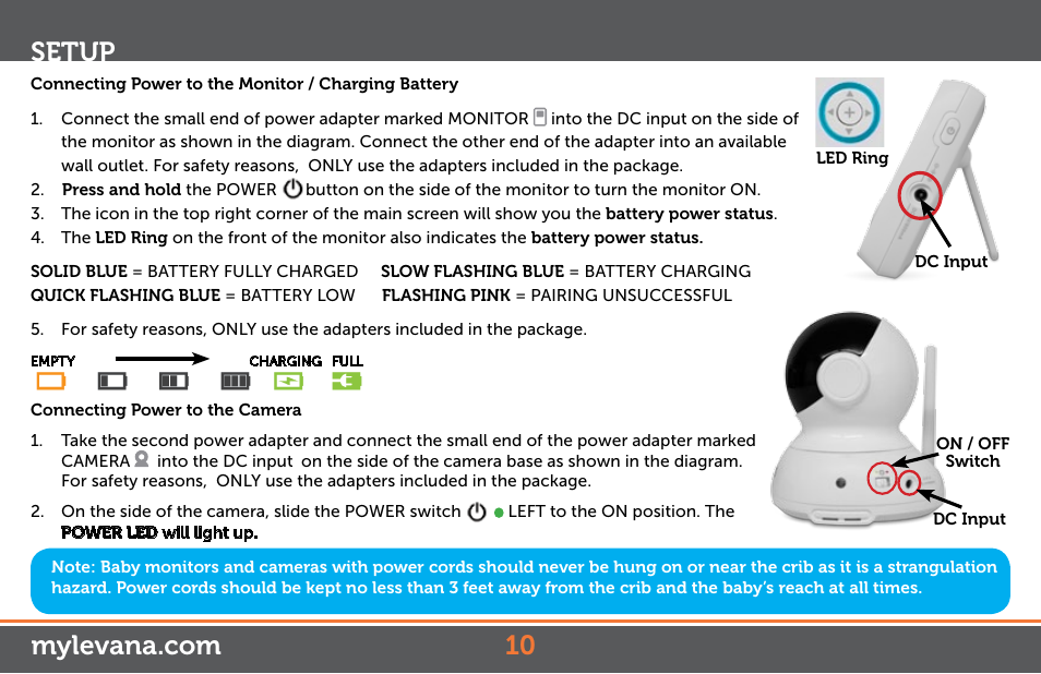 Setup | Levana Astra Manual User Manual | Page 10 / 22