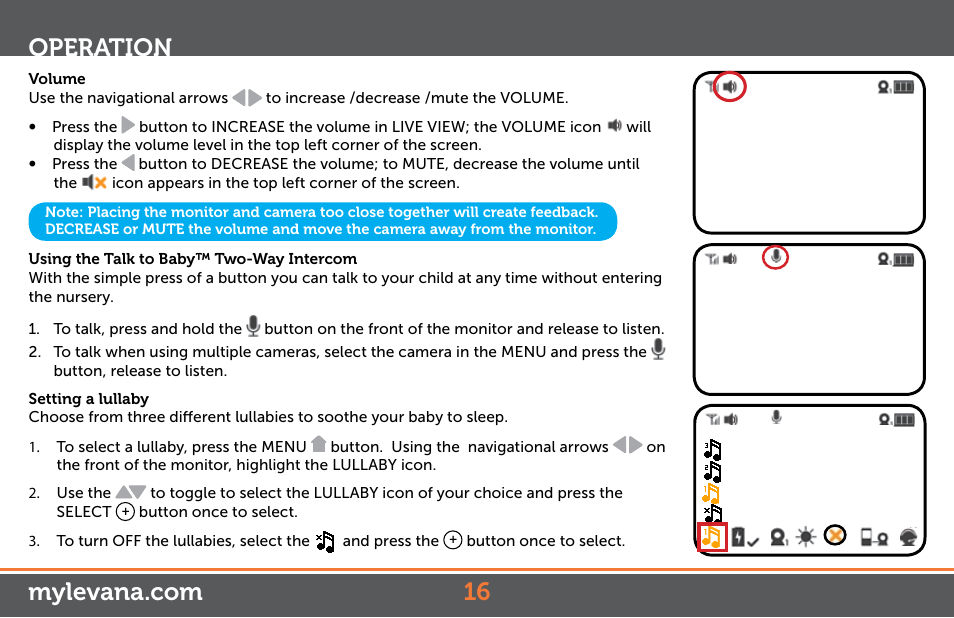 Operation | Levana Astra Manual User Manual | Page 16 / 22