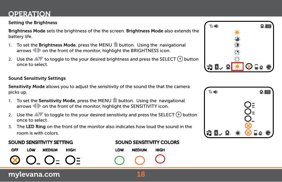 Operation | Levana Astra Manual User Manual | Page 18 / 22