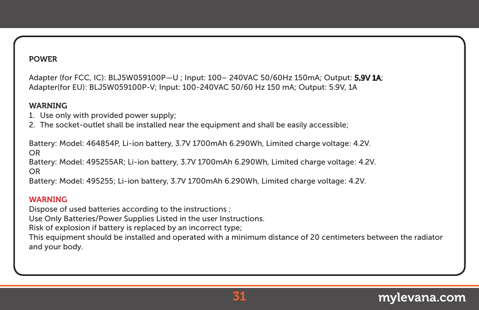 Levana Ovia Manual User Manual | Page 31 / 31