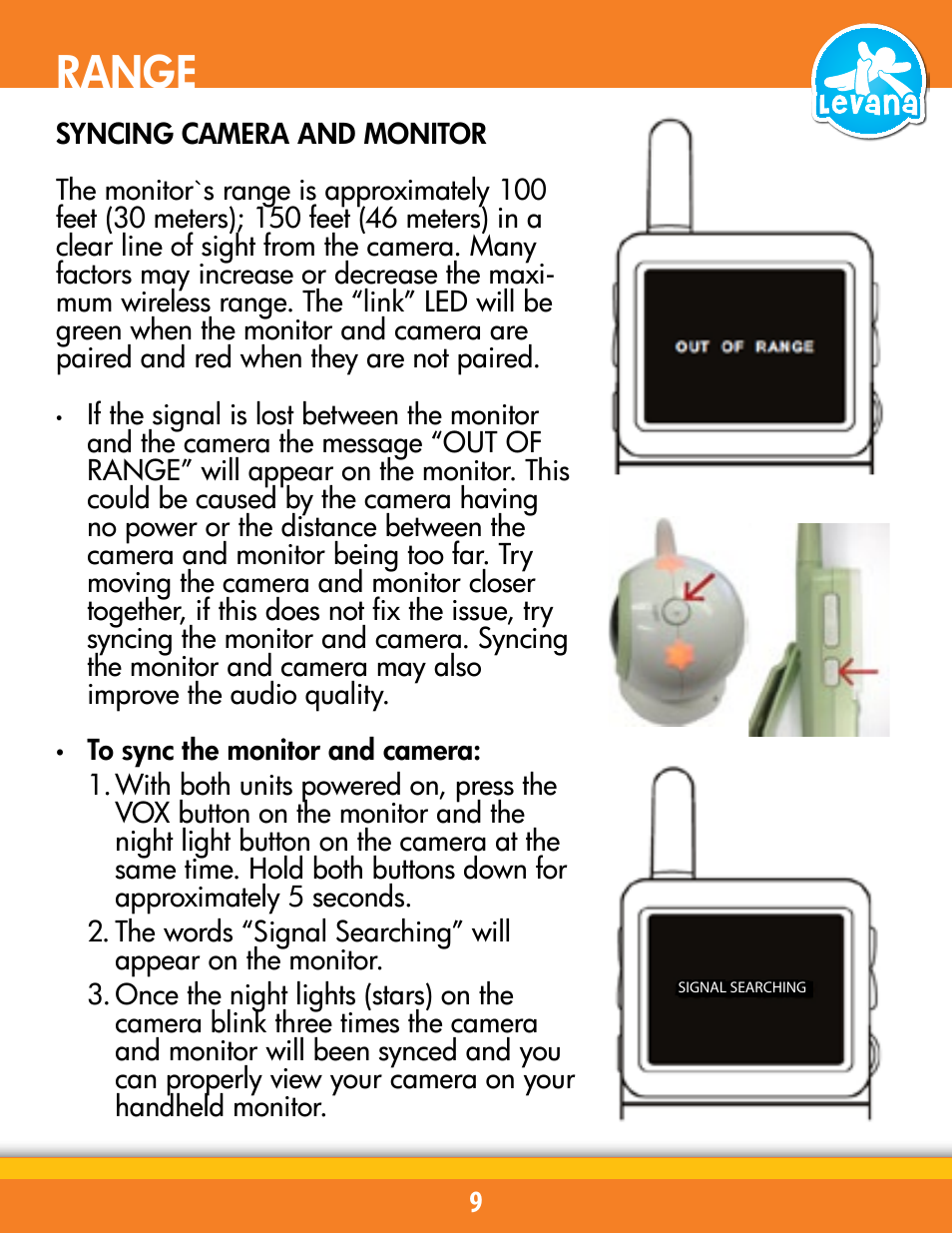 Range | Levana BABYVIEW20 User Manual | Page 15 / 18