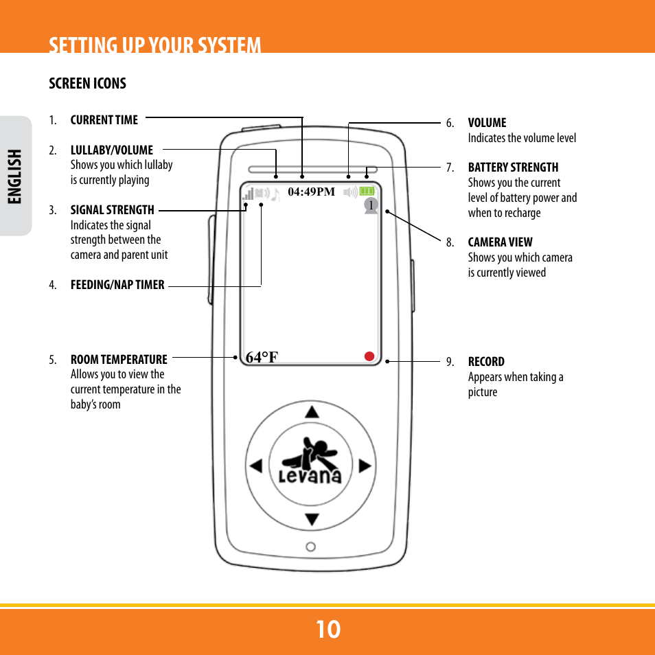 Setting up your system, English | Levana ERA User Manual | Page 10 / 98