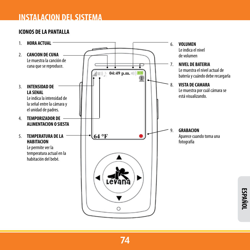 Instalacion del sistema, Esp añol | Levana ERA User Manual | Page 74 / 98