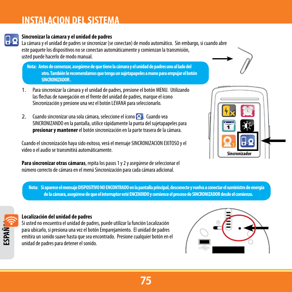 Instalacion del sistema, Esp añol | Levana ERA User Manual | Page 75 / 98