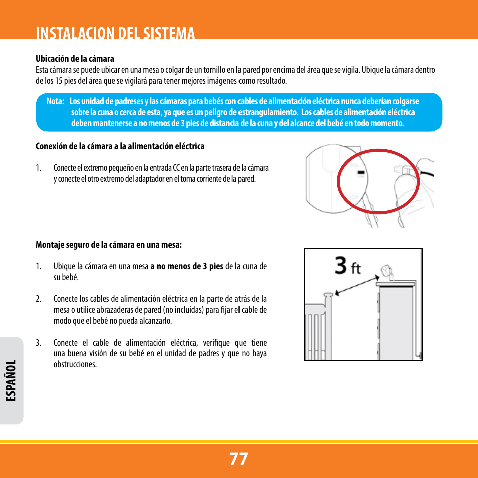 Instalacion del sistema, Esp añol | Levana ERA User Manual | Page 77 / 98