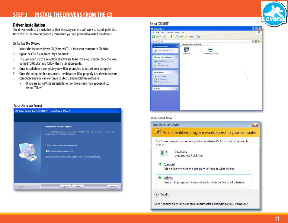 Step 3 - install the drivers from the cd | Levana LV-TW500 User Manual | Page 11 / 52