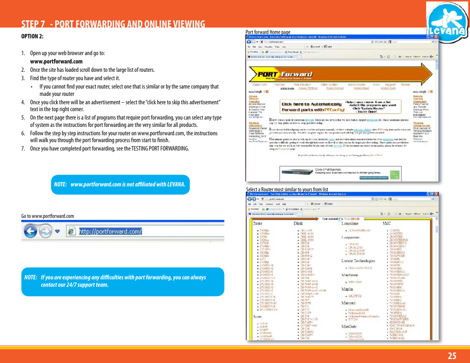 Step 7 - port forwarding and online viewing | Levana LV-TW500 User Manual | Page 25 / 52