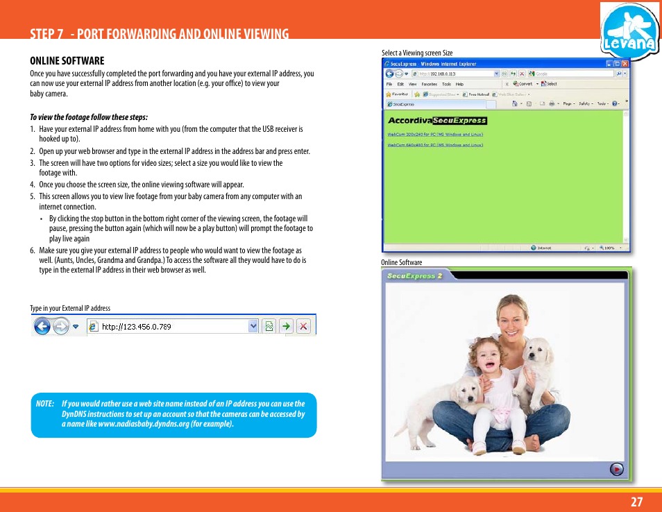 Step 7 - port forwarding and online viewing | Levana LV-TW500 User Manual | Page 27 / 52