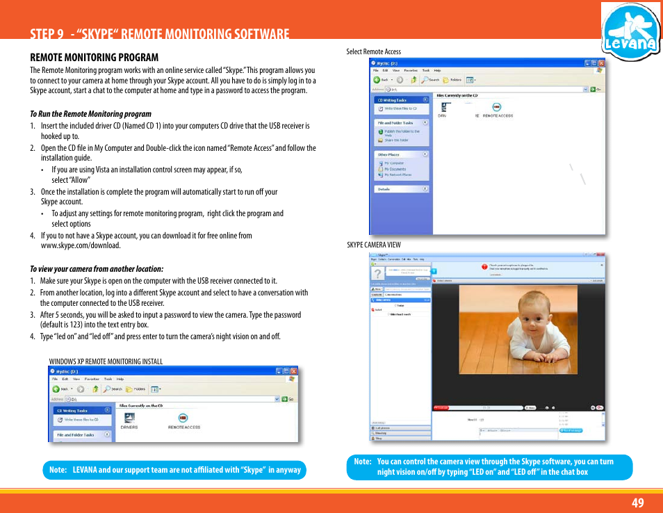 Step 9 - “skype“ remote monitoring software | Levana LV-TW500 User Manual | Page 49 / 52