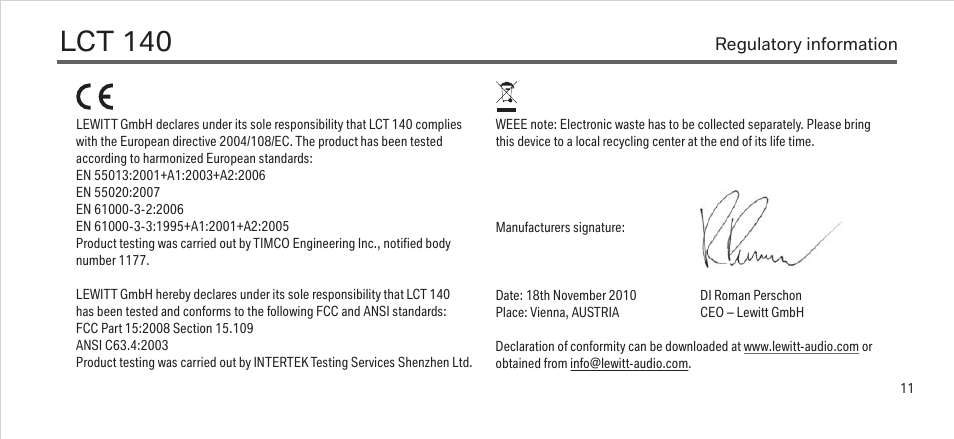 Lct 140 | LEWITT LCT 140 User Manual | Page 11 / 13
