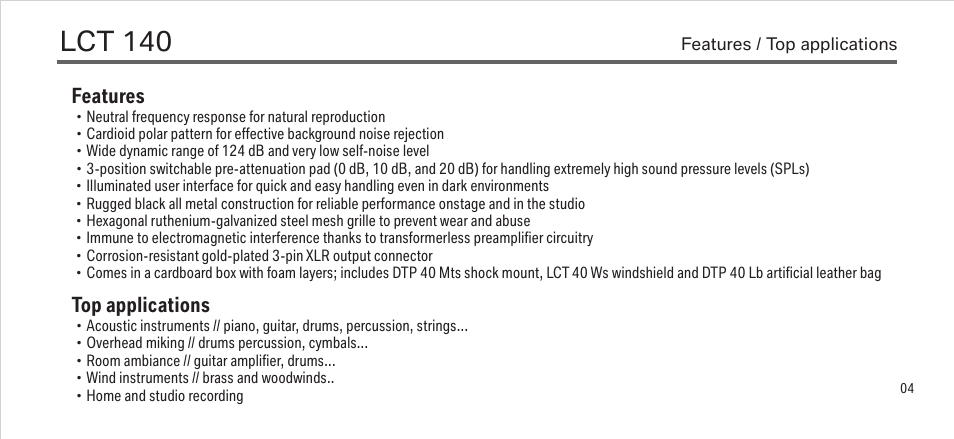 Lct 140 | LEWITT LCT 140 User Manual | Page 4 / 13