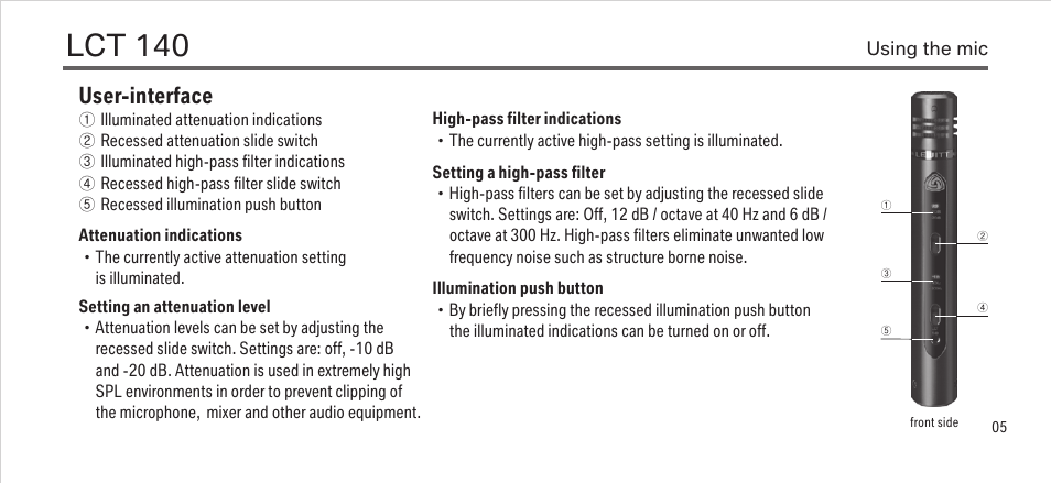 Lct 140, User-interface | LEWITT LCT 140 User Manual | Page 5 / 13