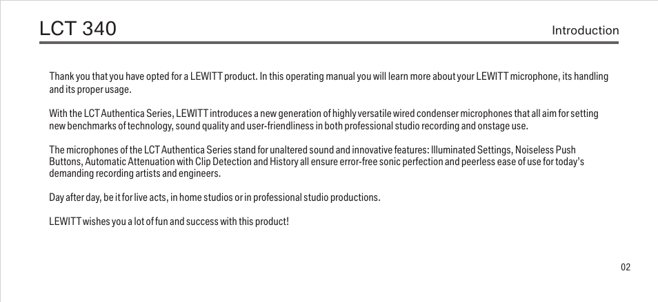 Lct 340 | LEWITT LCT 340 User Manual | Page 2 / 13