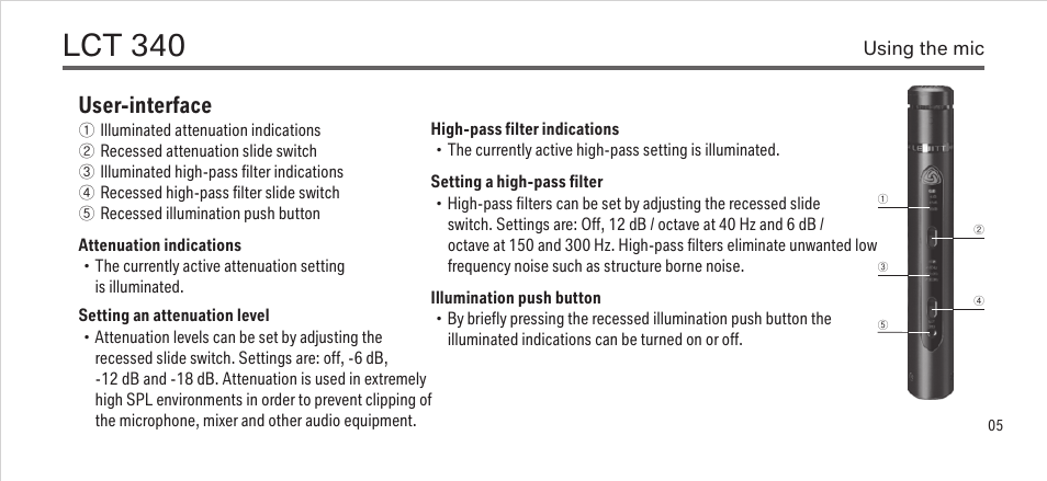 Lct 340, User-interface | LEWITT LCT 340 User Manual | Page 5 / 13