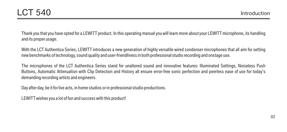 Lct 540 | LEWITT LCT 540 User Manual | Page 2 / 15