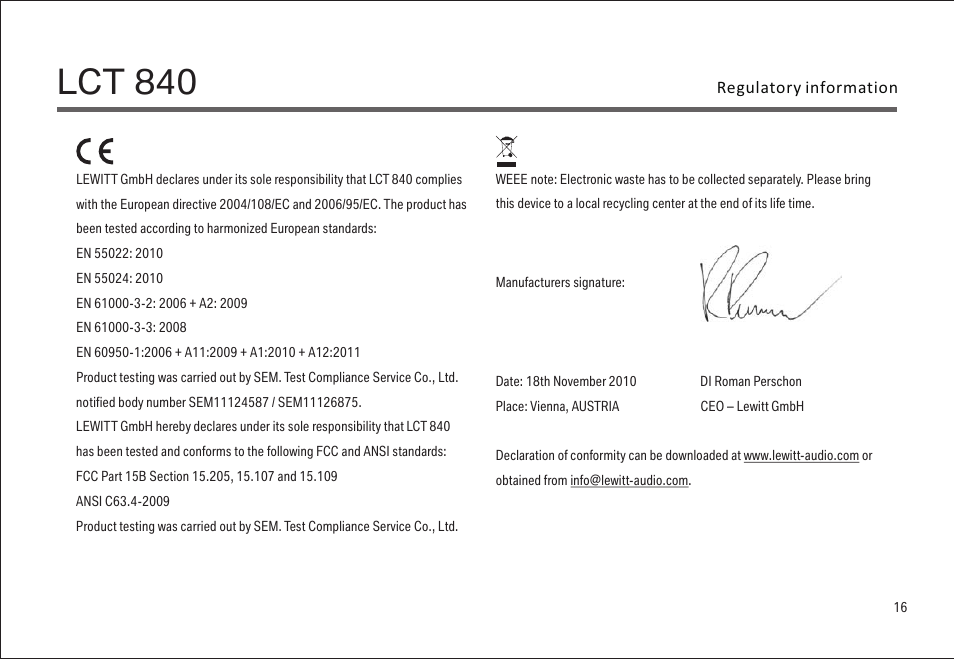 Lct 840 | LEWITT LCT 840 User Manual | Page 16 / 18