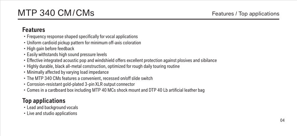 Mtp 340 cm | LEWITT MTP 340 CM/CMs User Manual | Page 4 / 13