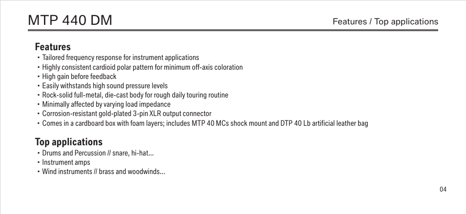 Mtp 440 dm | LEWITT MTP 440 DM User Manual | Page 4 / 13