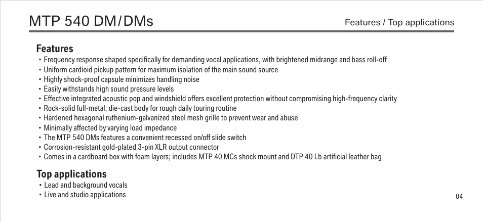 Mtp 540 dm | LEWITT MTP 540 DM/DMs User Manual | Page 4 / 13