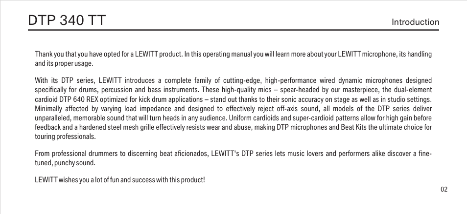 Dtp 340 tt | LEWITT DTP 340 TT User Manual | Page 2 / 12