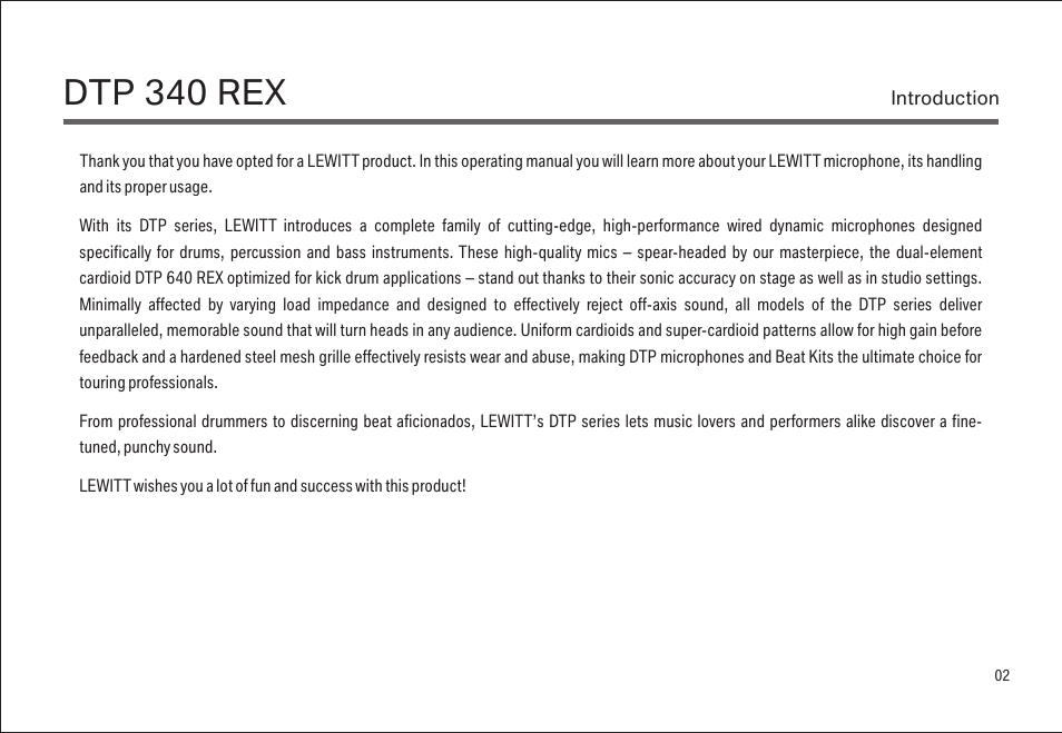 Dtp 340 rex | LEWITT DTP 340 REX User Manual | Page 2 / 14