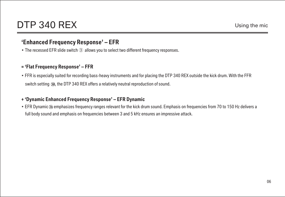 Dtp 340 rex, Enhanced frequency response’ – efr | LEWITT DTP 340 REX User Manual | Page 6 / 14