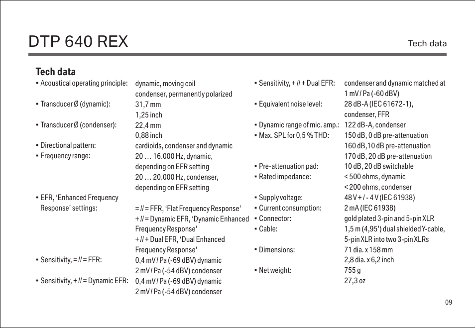 Dtp 640 rex, Tech data | LEWITT DTP 640 REX User Manual | Page 9 / 15