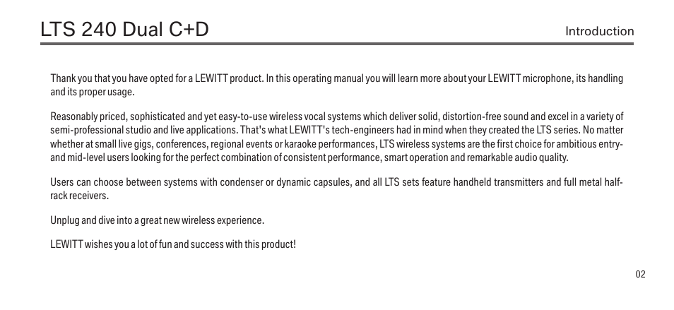 Lts 240 dual c+d | LEWITT LTS 240 Dual C+D User Manual | Page 2 / 14