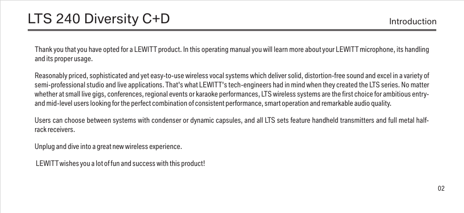 Lts 240 diversity c+d | LEWITT LTS 240 Diversity C+D User Manual | Page 2 / 14