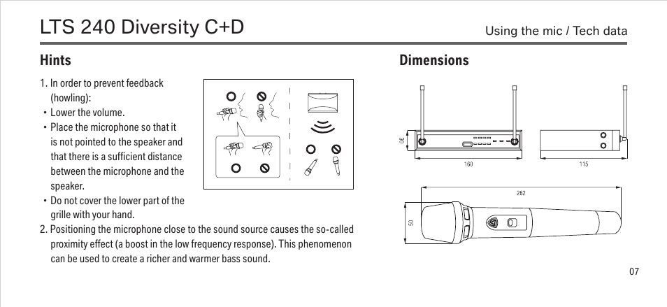 Lts 240 diversity c+d, Dimensions hints | LEWITT LTS 240 Diversity C+D User Manual | Page 7 / 14