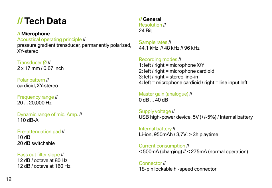 Tech data | LEWITT DGT 650 User Manual | Page 12 / 16