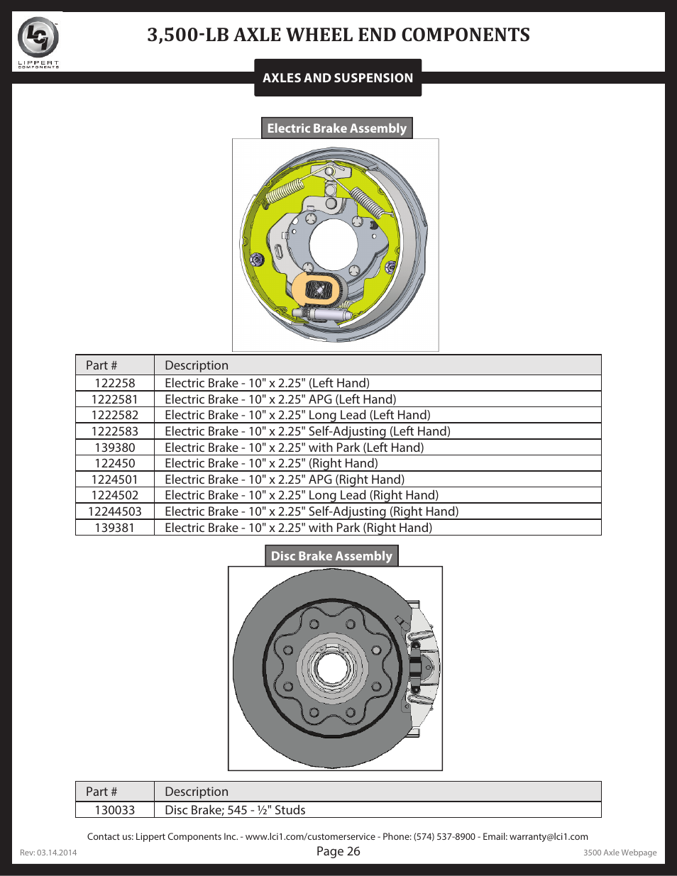 3,500-lb axle wheel end components | Lippert Components Trailer Axle (Standard) User Manual | Page 26 / 43