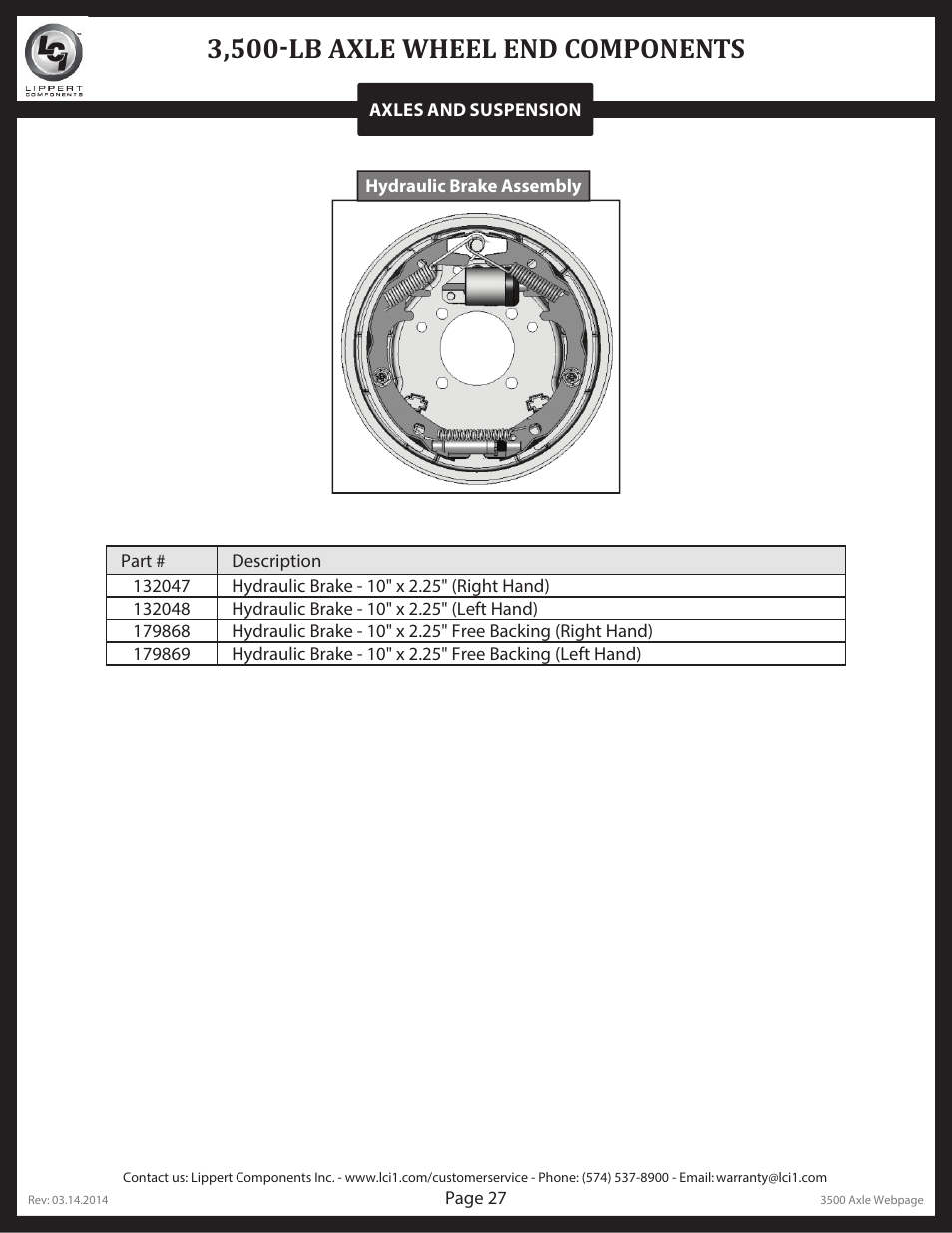 3,500-lb axle wheel end components | Lippert Components Trailer Axle (Standard) User Manual | Page 27 / 43