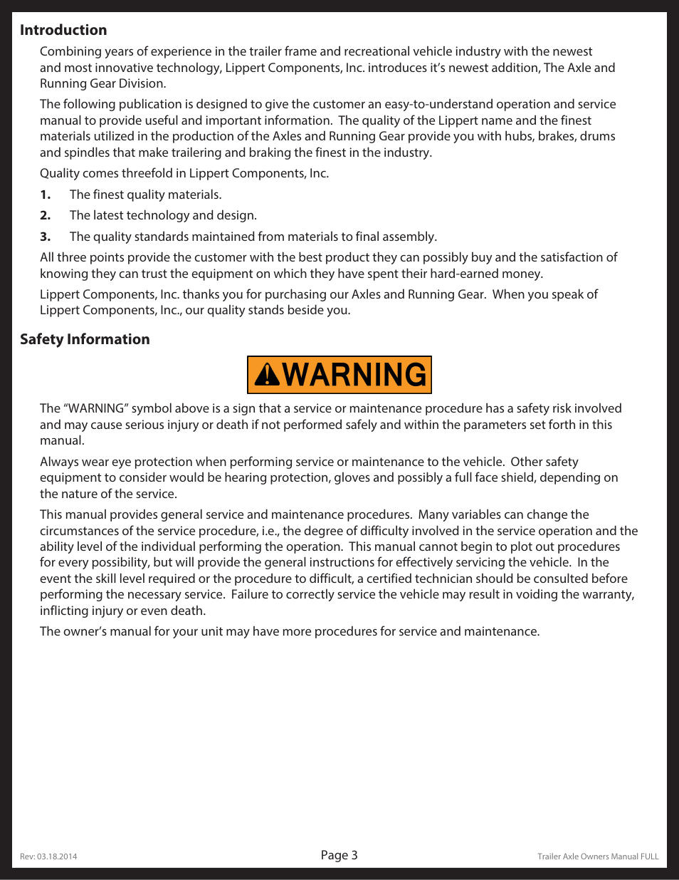 Lippert Components Trailer Axle (Standard) User Manual | Page 3 / 43