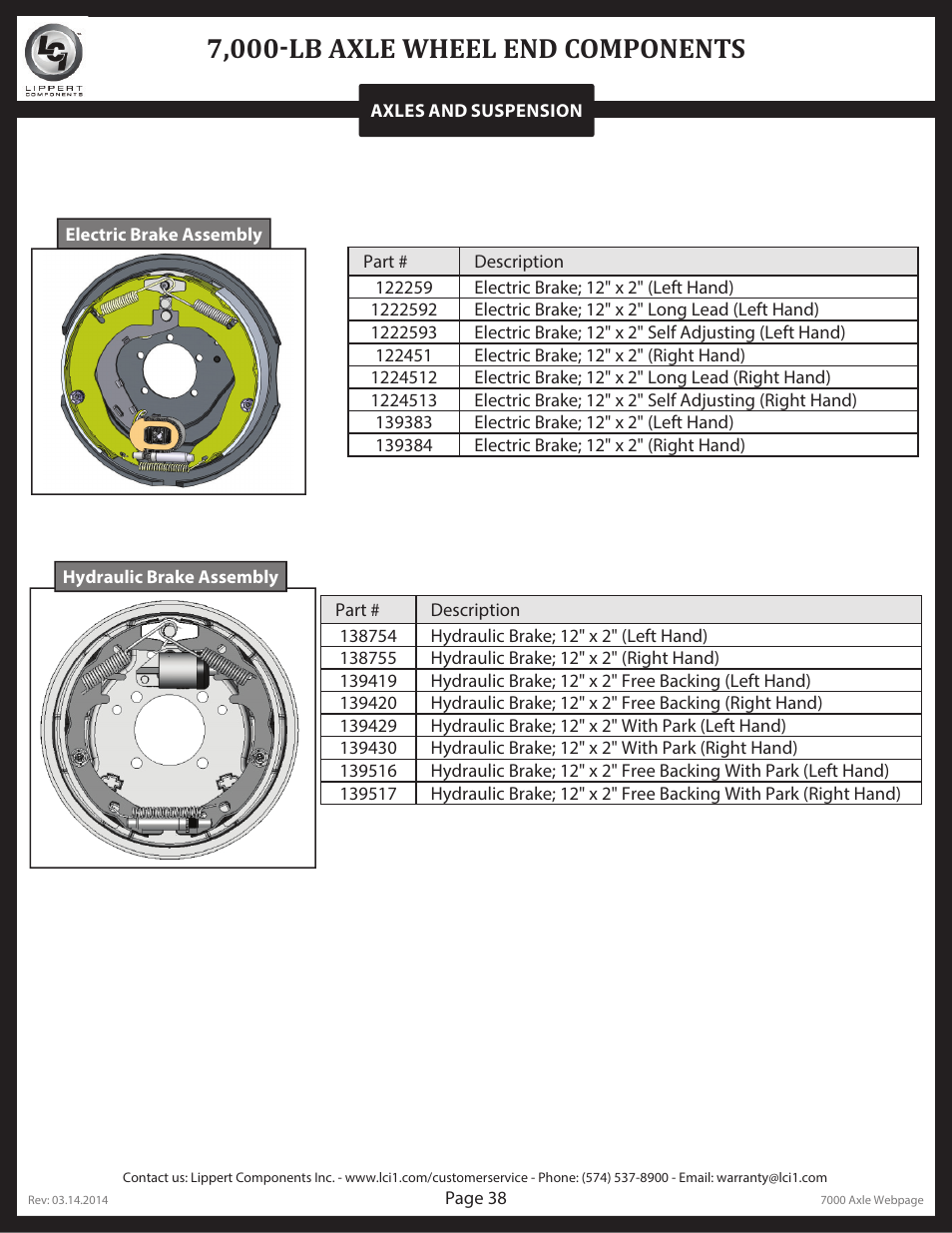 7,000-lb axle wheel end components | Lippert Components Trailer Axle (Standard) User Manual | Page 38 / 43