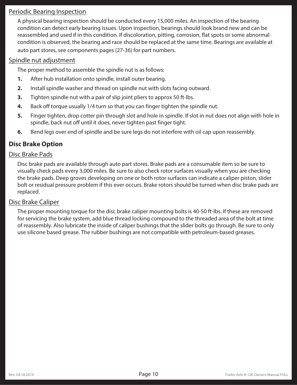 Lippert Components Trailer Axle (8-12K) User Manual | Page 10 / 39