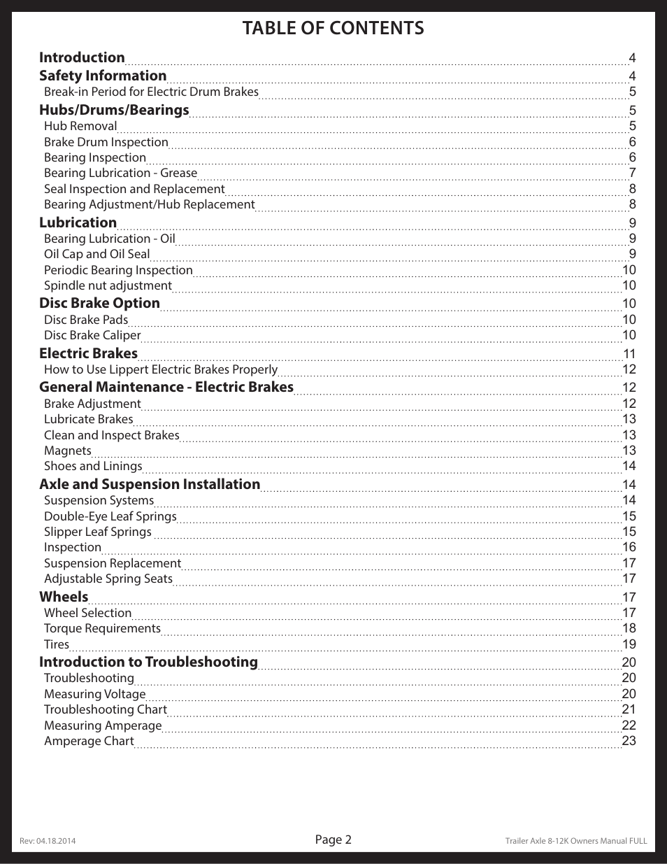 Lippert Components Trailer Axle (8-12K) User Manual | Page 2 / 39