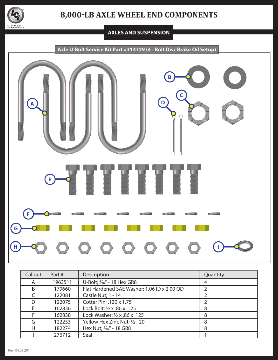 8,000-lb axle wheel end components | Lippert Components Trailer Axle (8-12K) User Manual | Page 31 / 39