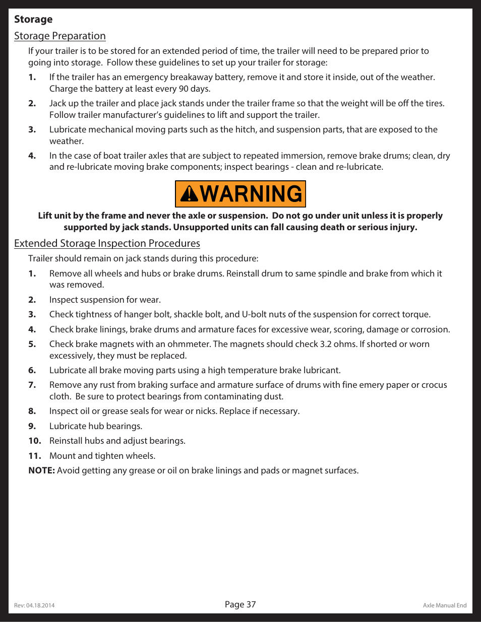 Lippert Components Trailer Axle (8-12K) User Manual | Page 37 / 39