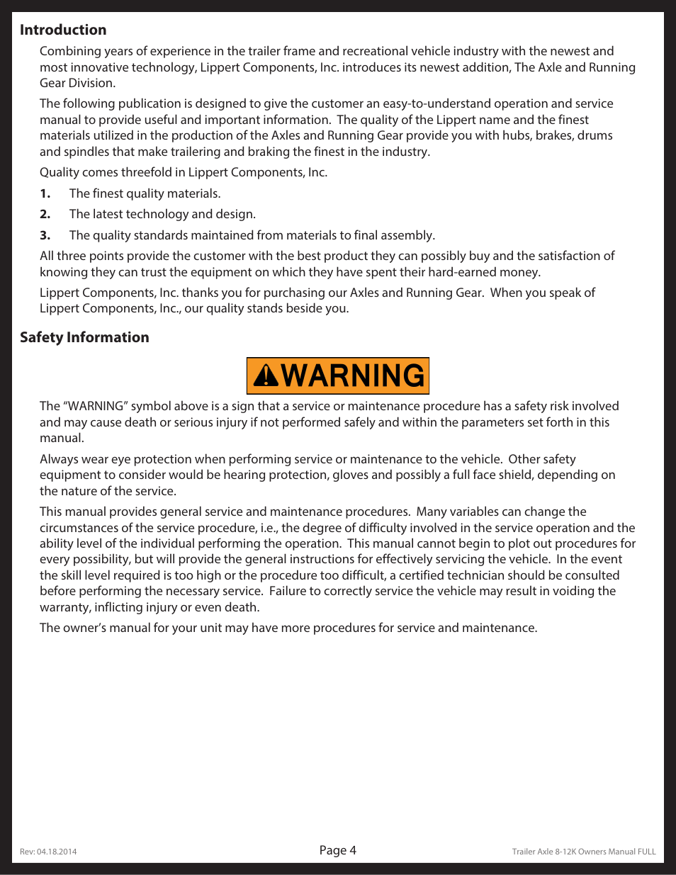 Lippert Components Trailer Axle (8-12K) User Manual | Page 4 / 39