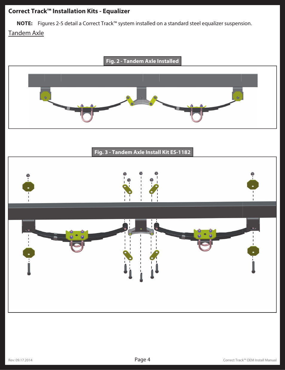 Correct track™ installation kits - equalizer, Tandem axle | Lippert Components Correct Track User Manual | Page 4 / 8