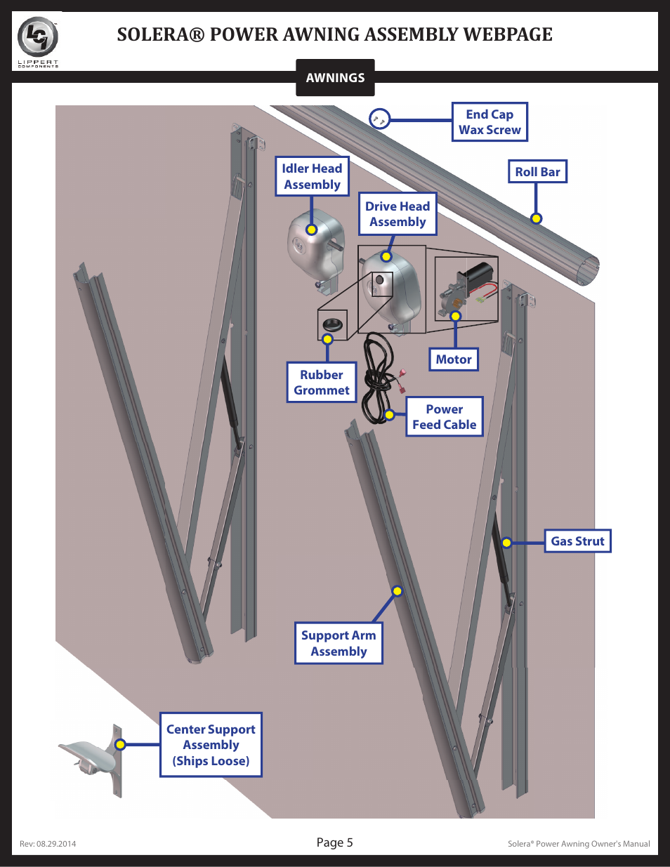 Solera® power awning assembly webpage | Lippert Components Solera User Manual | Page 5 / 10