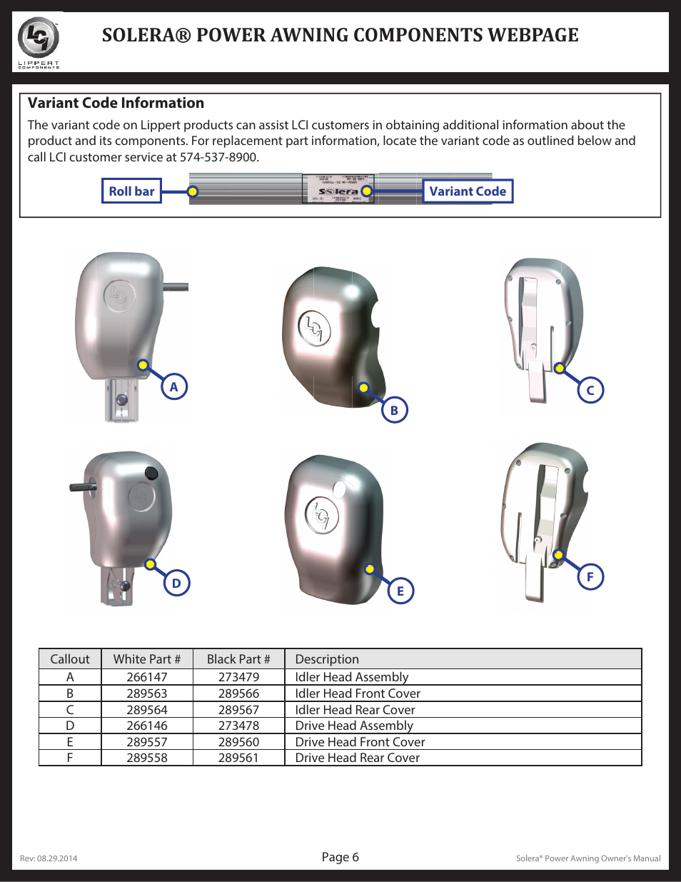 Solera® power awning components webpage | Lippert Components Solera User Manual | Page 6 / 10