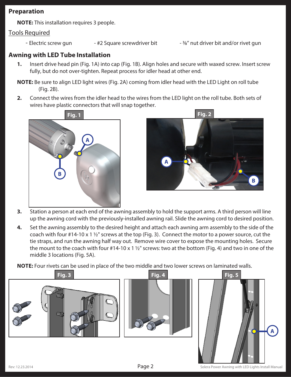 Lippert Components Solera Power Awning with LED Lights OEM User Manual | Page 2 / 4