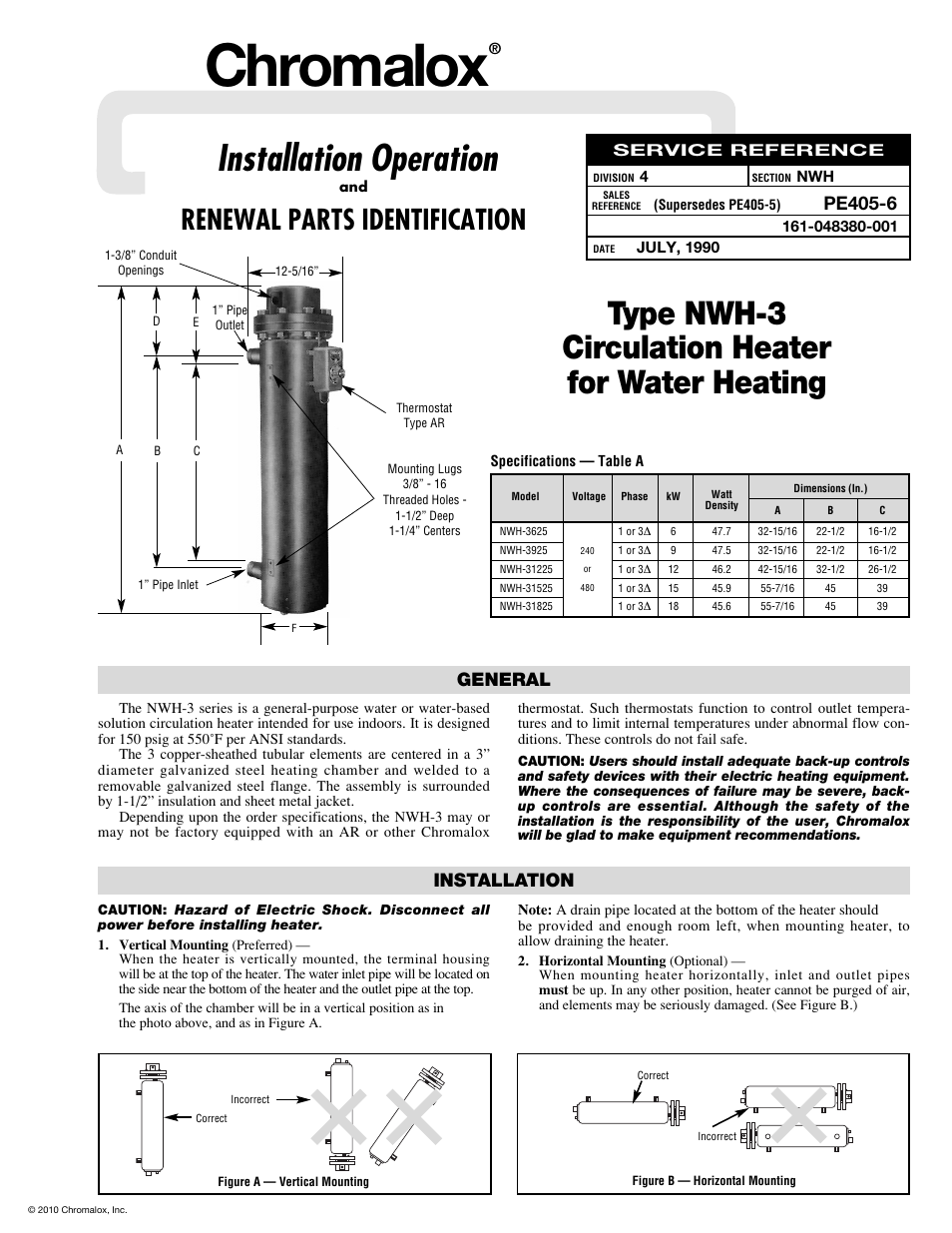 Chromalox NWH-31525 User Manual | 4 pages