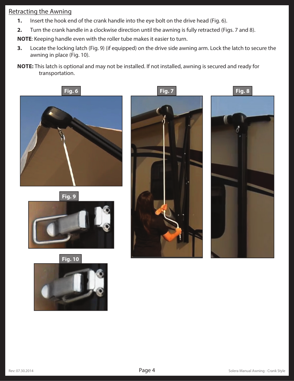 Retracting the awning | Lippert Components Solera® Manual Awning Crank Style User Manual | Page 4 / 10