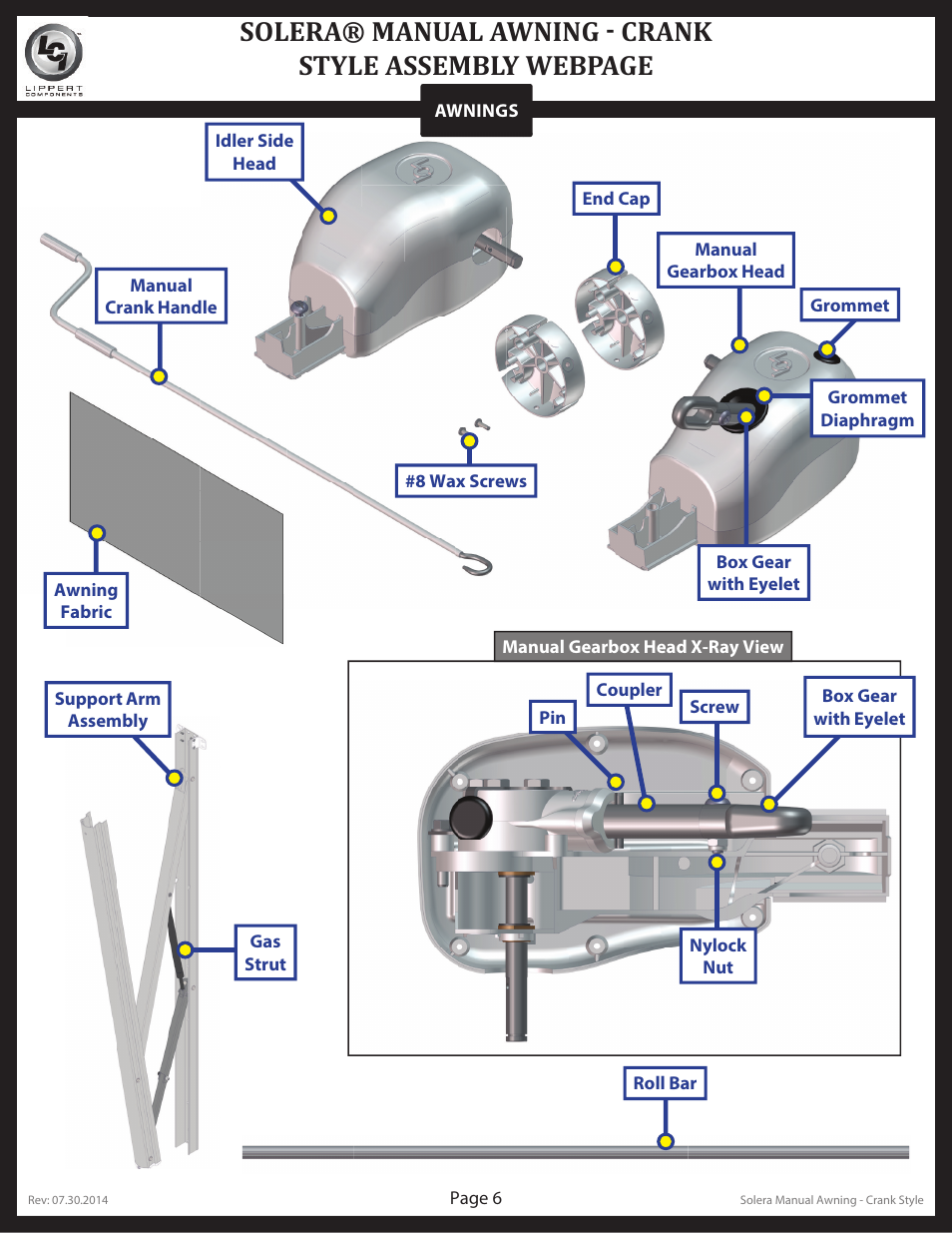 Lippert Components Solera® Manual Awning Crank Style User Manual | Page 6 / 10