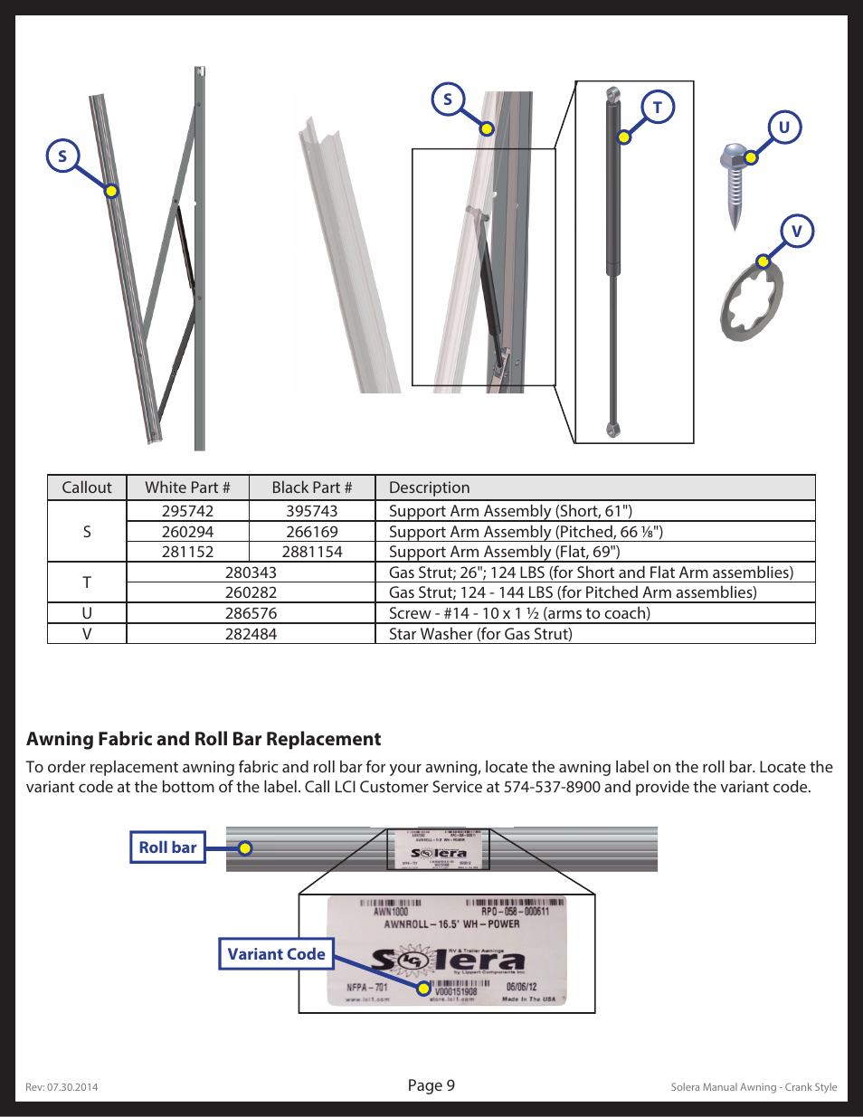 Lippert Components Solera® Manual Awning Crank Style User Manual | Page 9 / 10